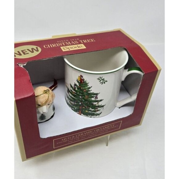 Spode Coffee Mug & Puppy Ornament Christmas Ceramic Tree Boot Set of 2 - Picture 4 of 9